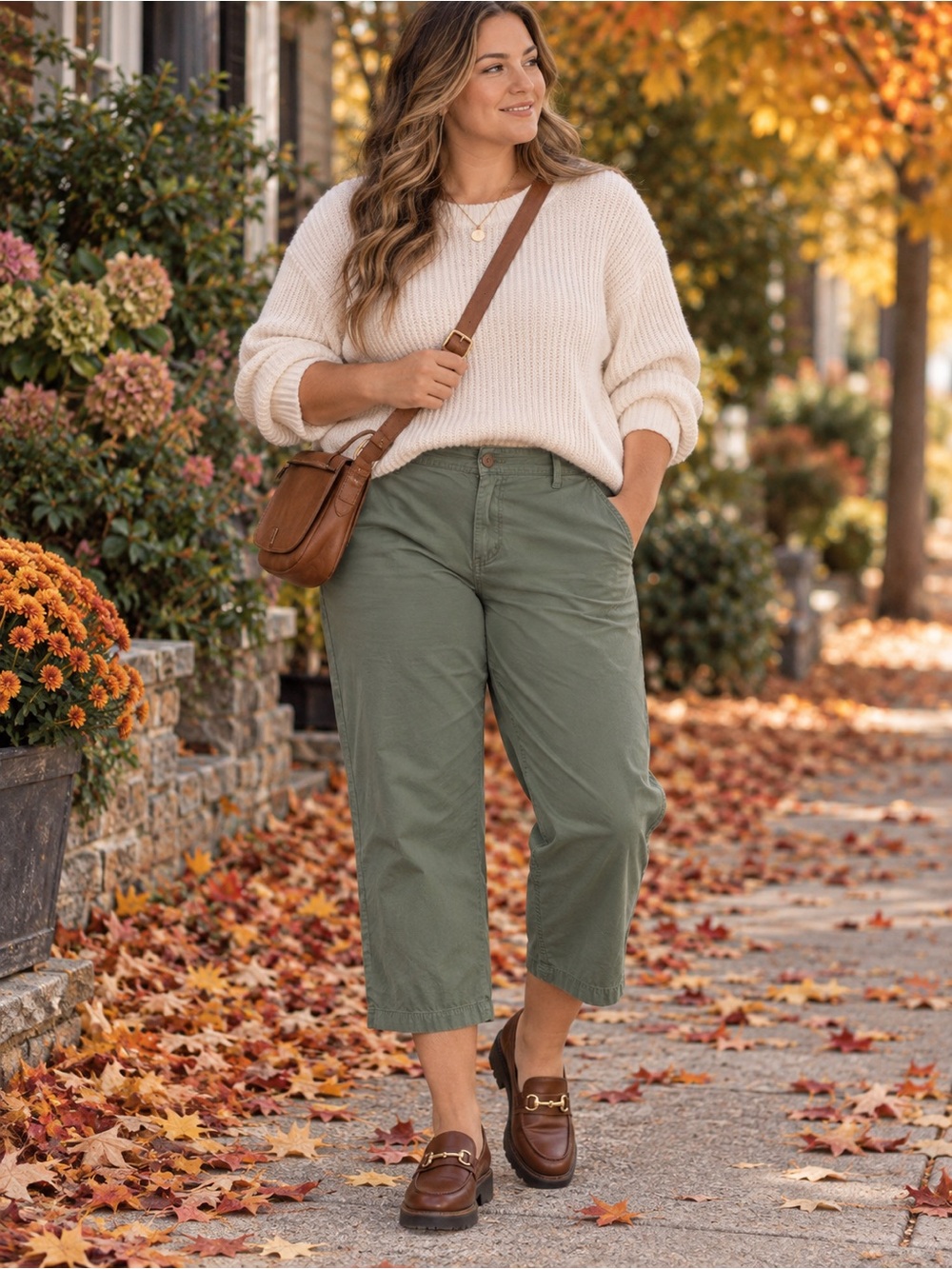 Caribbean Joe Women’s Olive Green Cotton Crop Pants Size 18 Casual Chino